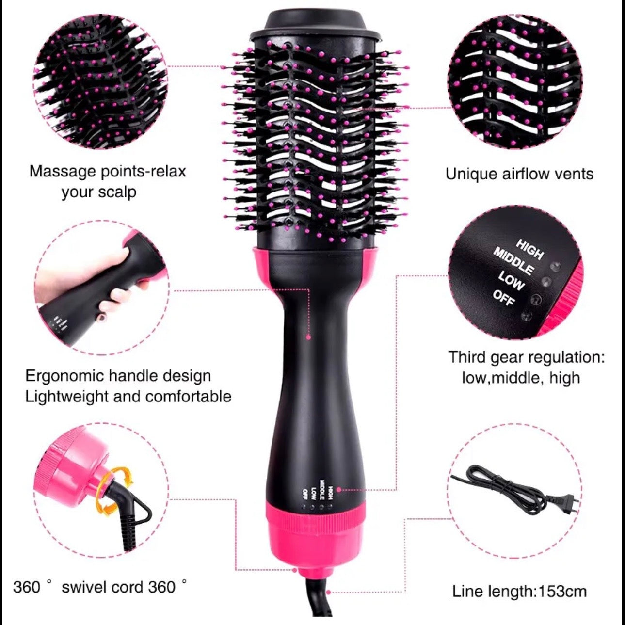 One Step Hot Air Brush (Dryer + Straightener)